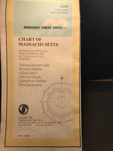 Vintage Massachusetts Nautical Chart 1980 Lot M59