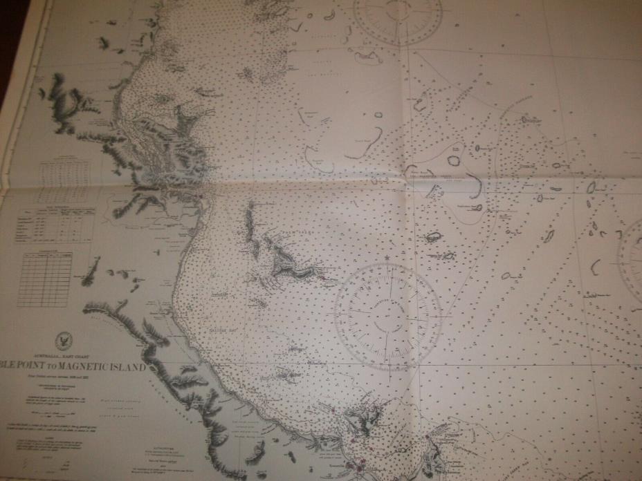 Vintage Nautical Maritime Chart ( Double  Point  to  Magnetic Ist  Aust 1st Ed )