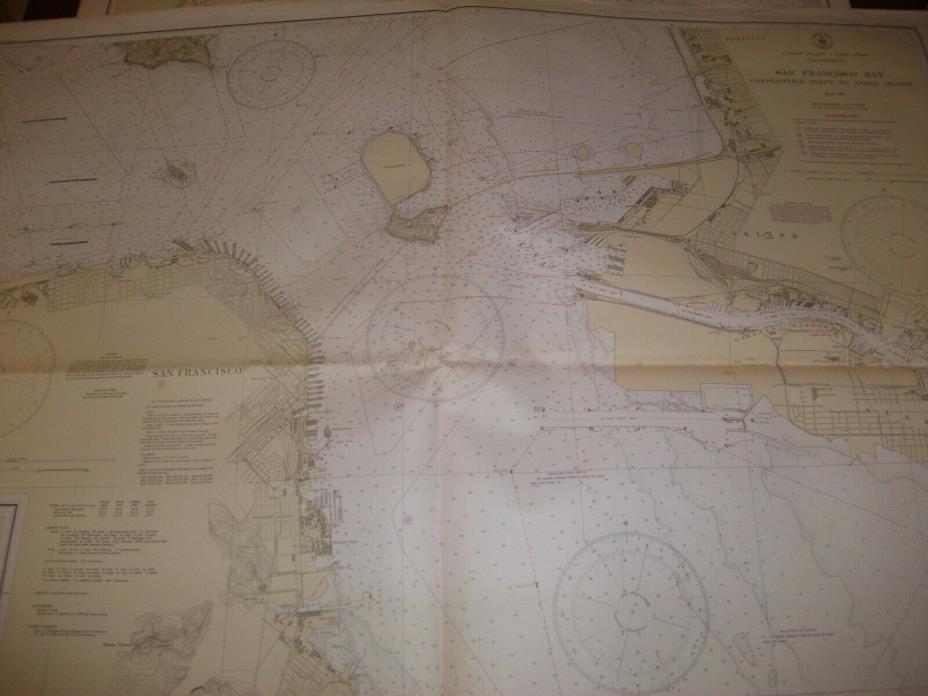 Vintage Nautical Maritime Chart ( San Fran Bay Candle Stick Park-Angle Is 17th )
