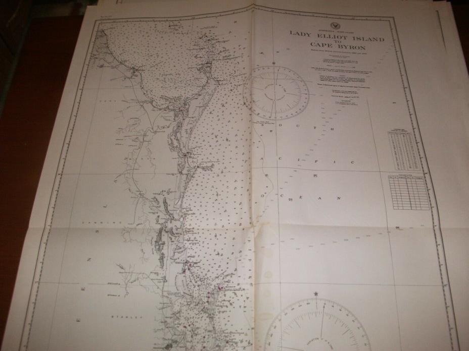 Vintage Nautical Maritime Chart ( Lady  Elliot  Island to  Cape Bryon Aust 1st )