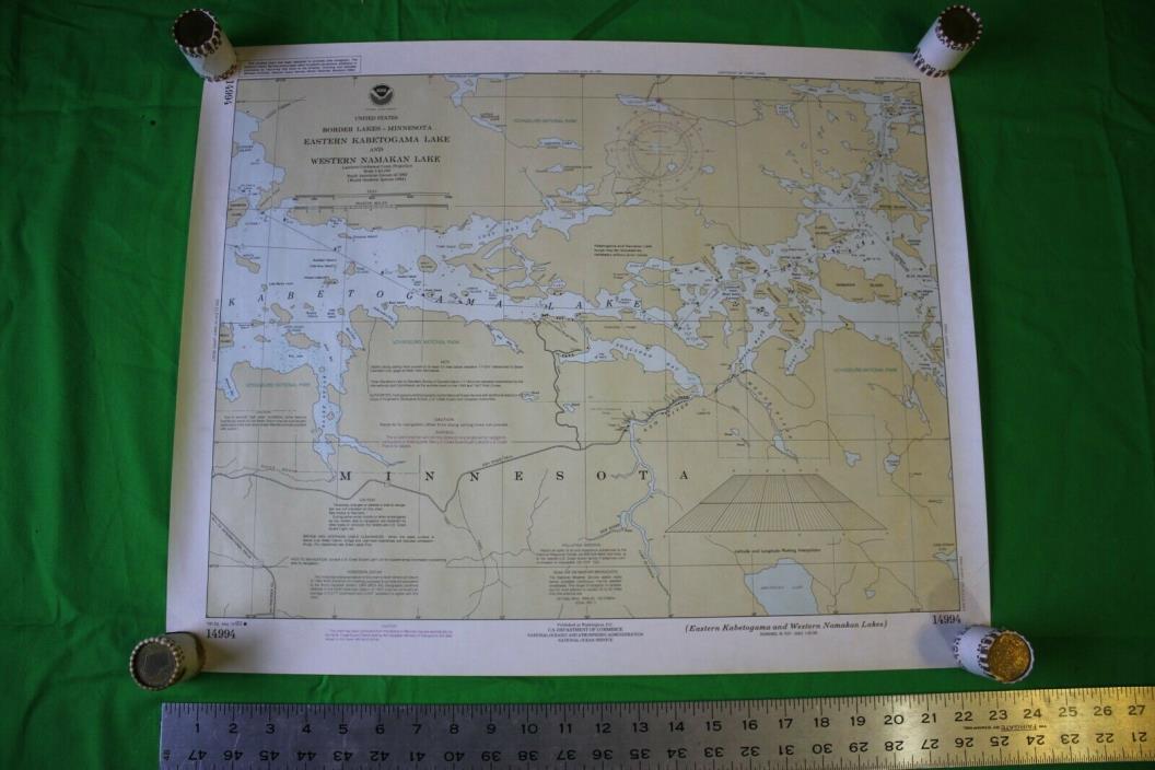 Border Lakes-Minnesota Kabetogama Namakan 23x18 Vintage 1990 Nautical Chart/Map