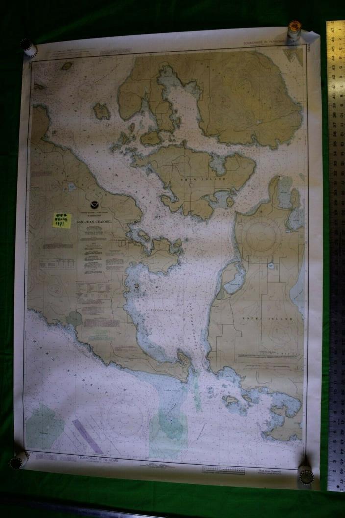 Washington West Coast San Juan Channel 33x48 Vintage 1991 Nautical Chart/Map
