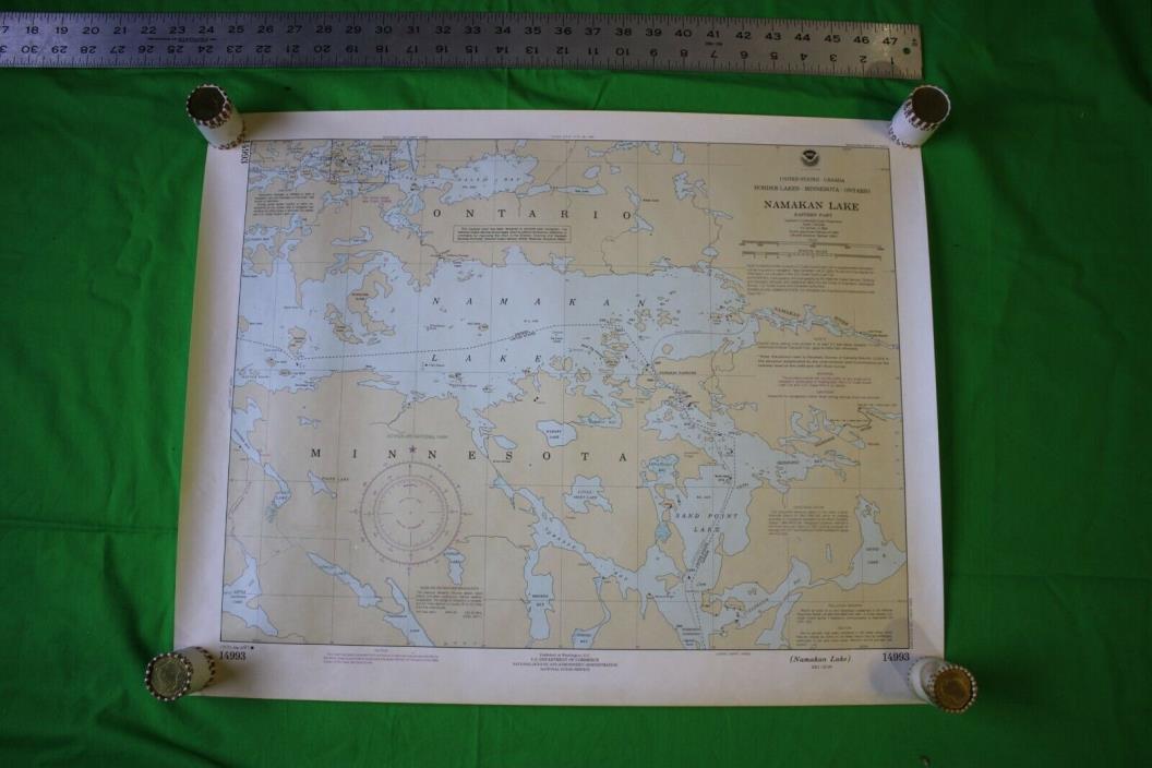 Border Lakes-Minnesota - Namakan Lake 24x18.5 Vintage 1991 Nautical Chart/Map