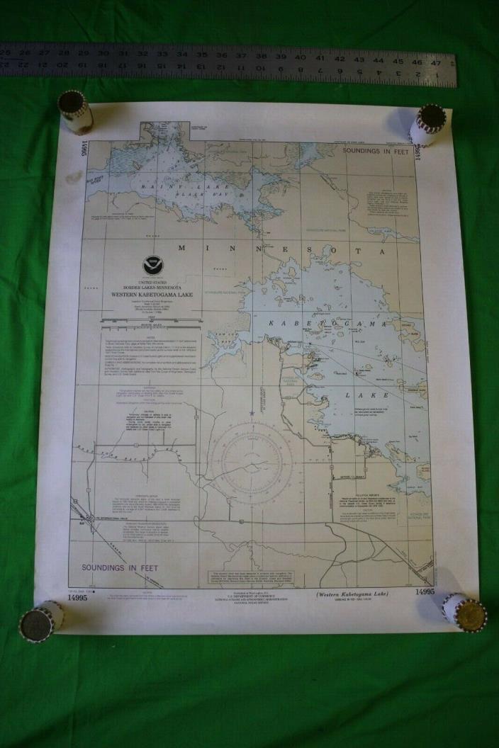 Vintage 1991 Nautical Chart - Border Lakes-Minnesota Western Kabetogama 20x25