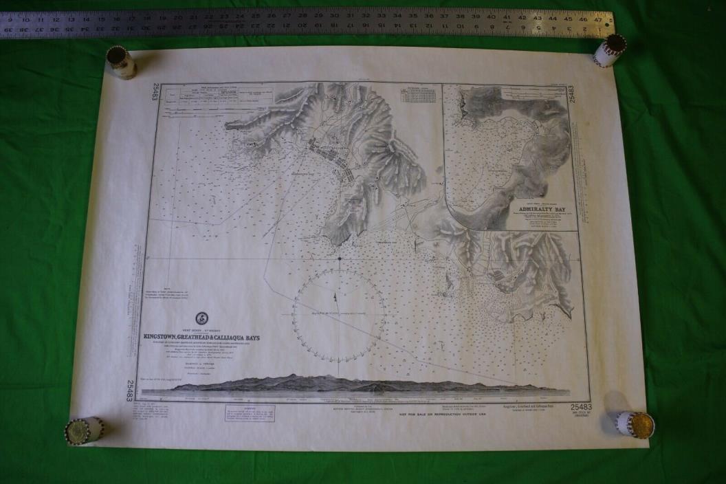 West Indies St Vincent Kingstown Greathead 32x24 Vintage 1977 Nautical Chart/Map