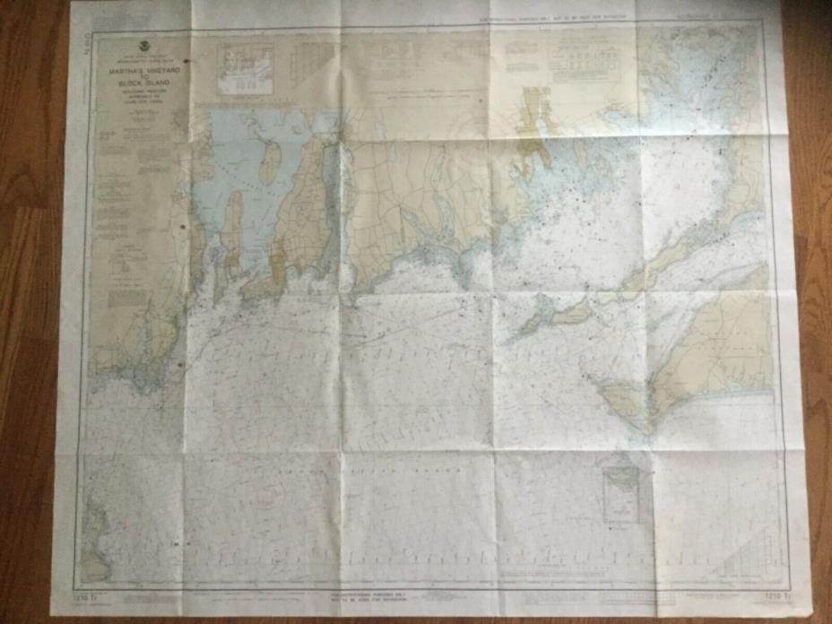Vintage Map Martha’s Vineyard To Block Island Western Approach Cape Cod Canal