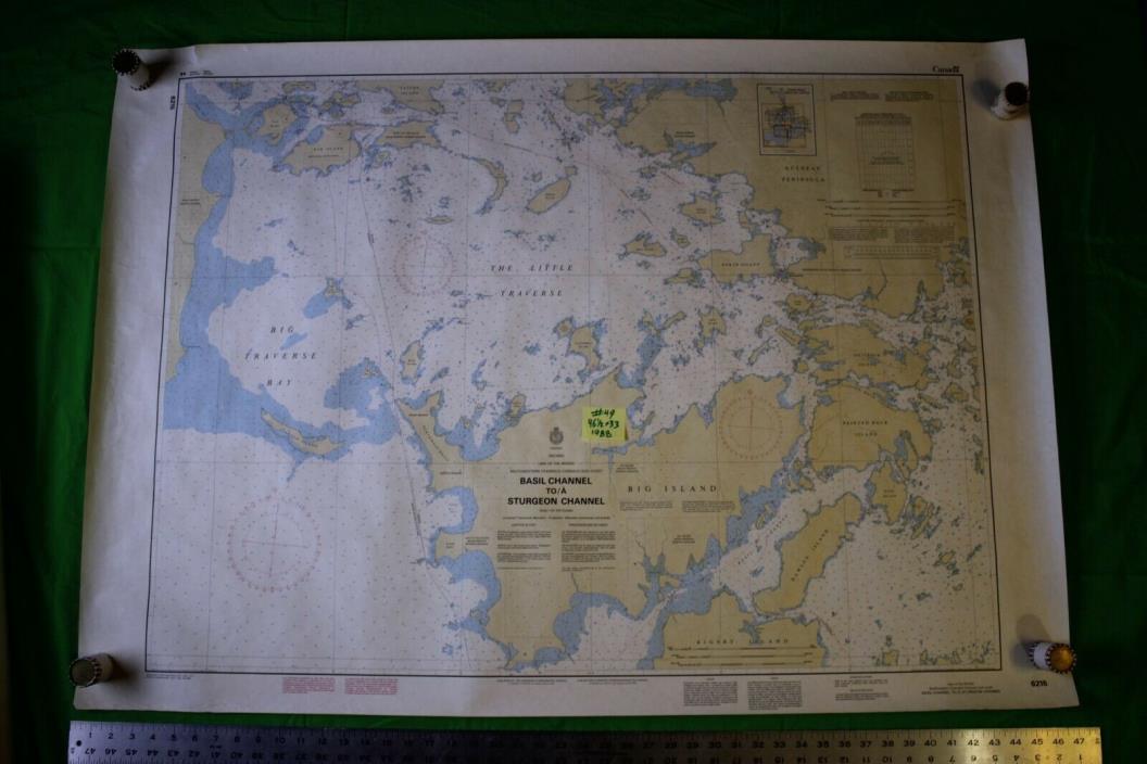 Ontario - Basil Channel & Sturgeon Channel 46x33 Vintage 1992 Nautical Chart/Map
