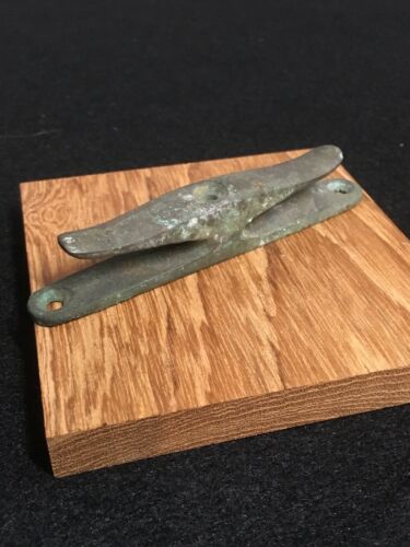 ANTIQUE Miniature BRONZE SAILBOAT CLEAT FOR TIE-OFF OF ROPE 4”x9/16”x3/4”