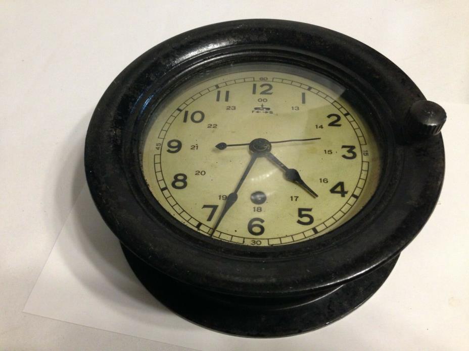 Vintage 1/1944  6 Inch Face Ships Clock Working Made in USA Generic Key included
