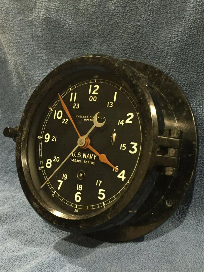 ** Fully Restored** WWII US NAVY 12/24 Chelsea Ship Clock Serial No. 365168