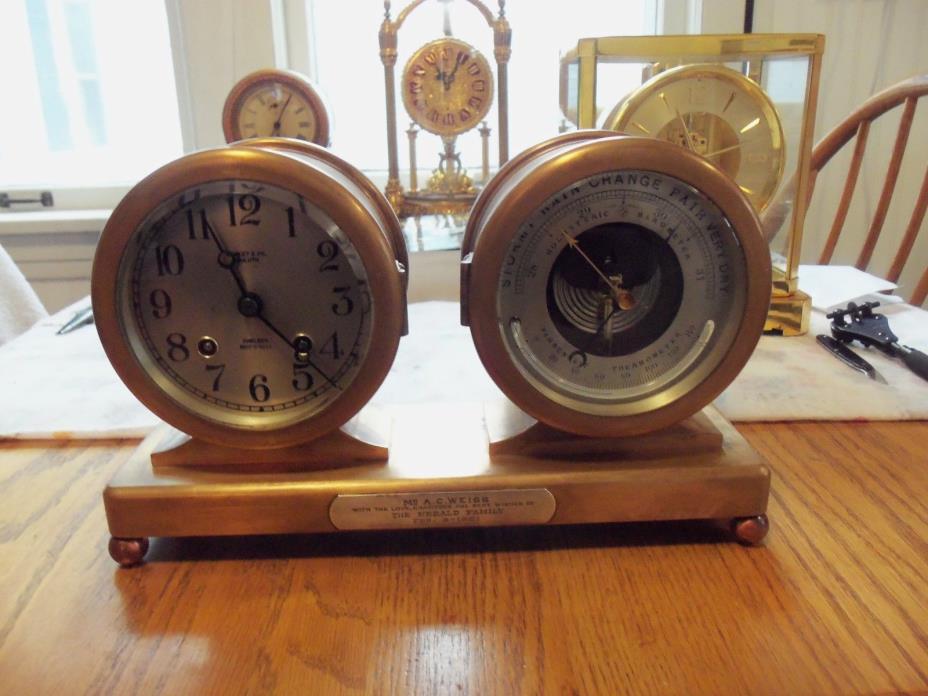 Antique Chelsea Columbus Ships Clock And Barometer