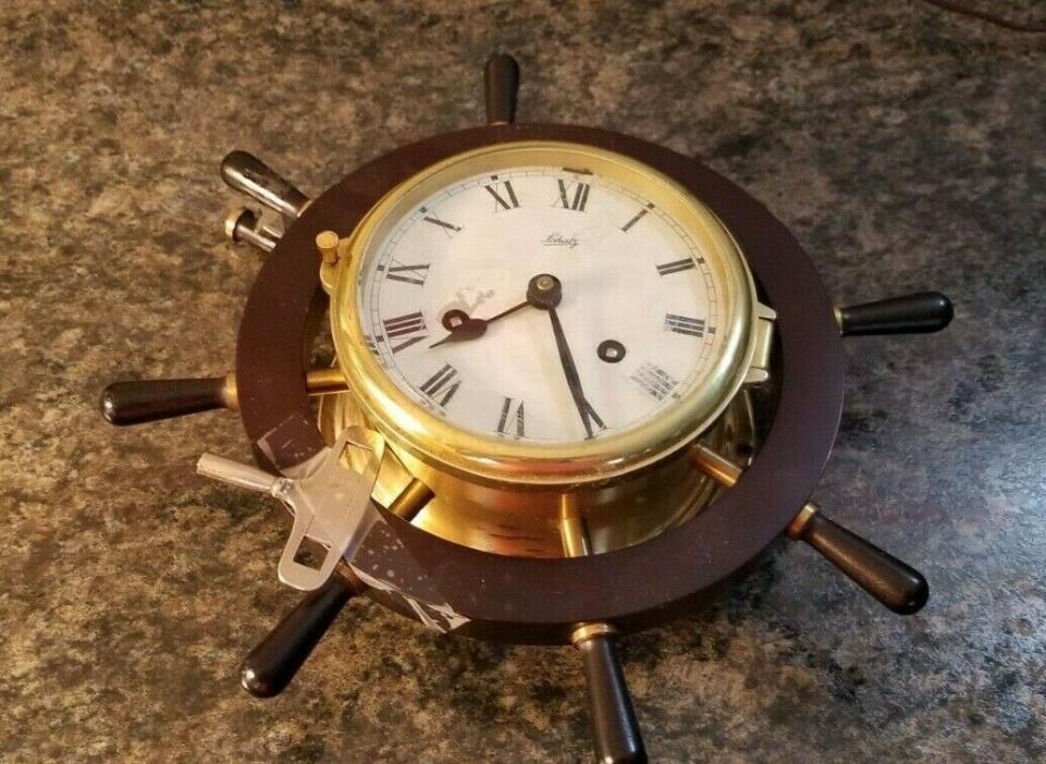 Schatz Mariner 8 Day Ships Wheel Clock w/Key Made in Germany