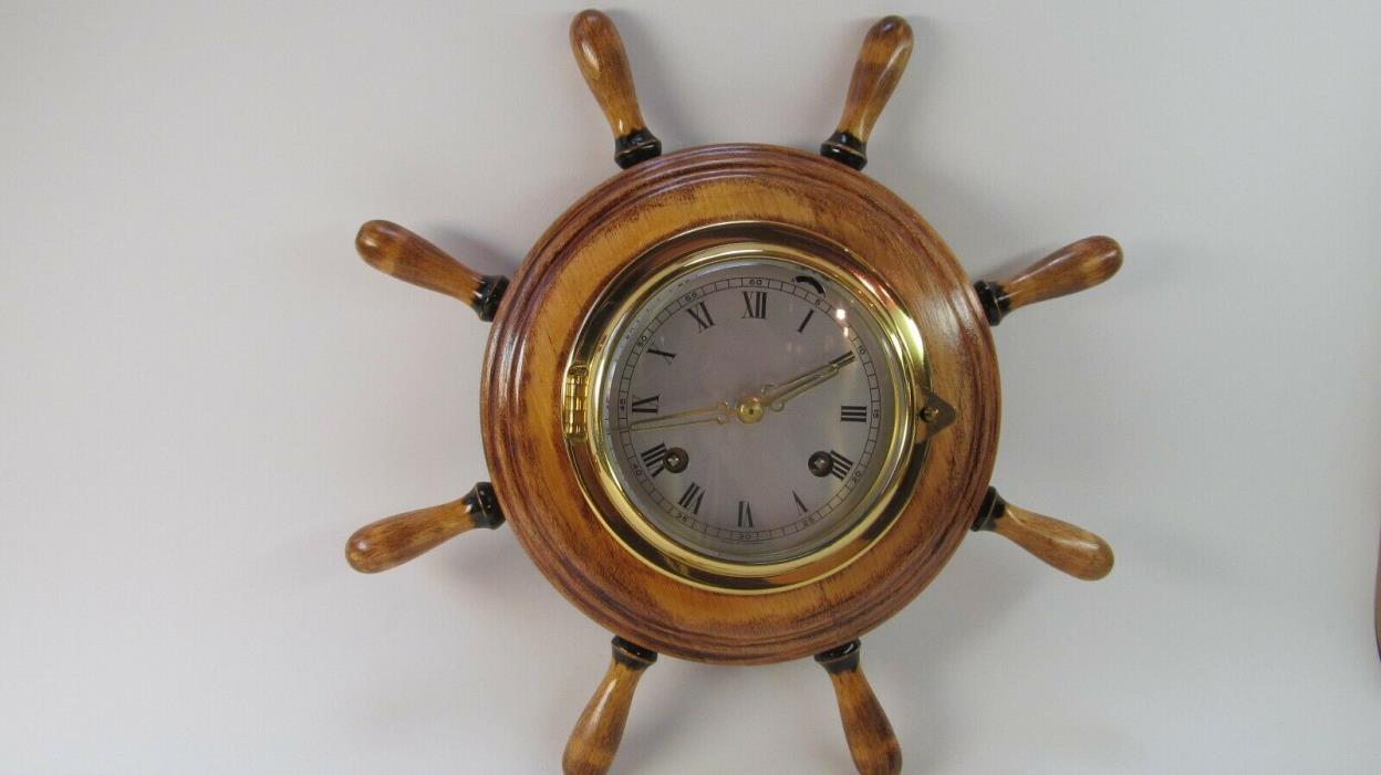 8 Bells Ship's Wheel Clock. Made in Germany. 8 Day Run Time.