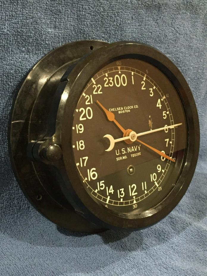 ** Fully Restored** WWII US NAVY 24HR. Chelsea Ship Clock Serial No. 343495