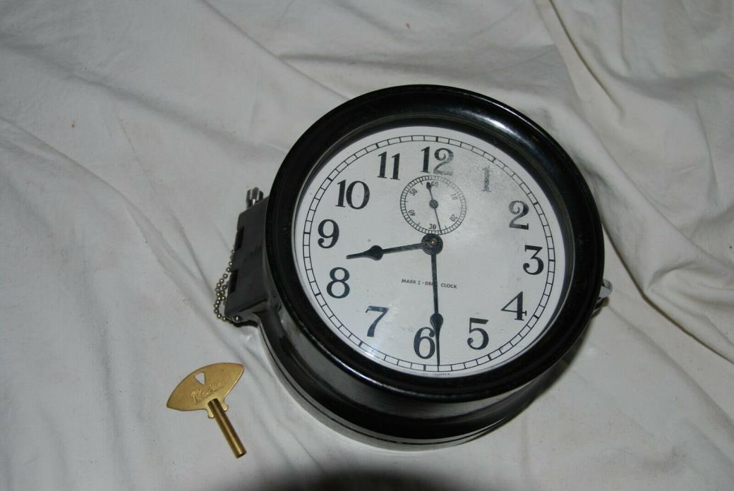 WWII Era Seth Thomas Mark I Deck Clock, Includes key, Excellent condition!