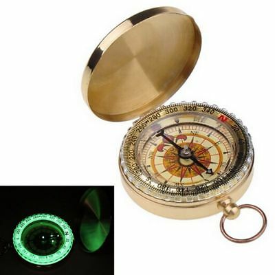 Vintage Brass Style Compass with Lid - Old Nautical Pocket Chain USA Hot Gift