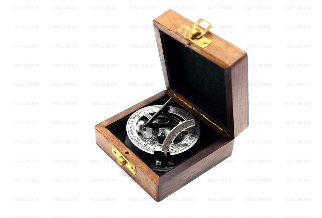 SUNDIAL Compass Gilbert Directional Compass With Wooden Box Antique Marine Gift