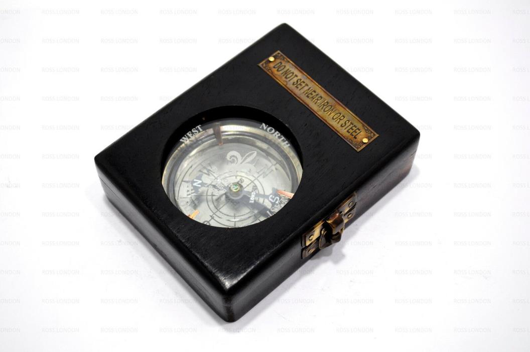 ROYAL NAVY COMPASS Dollond London Compass With Black Wooden Box Beautiful Gift