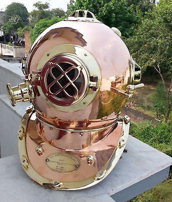 Beautiful Shiny US Navy Brass N Copper Divers Diving Helmet Antique Vintage Gift