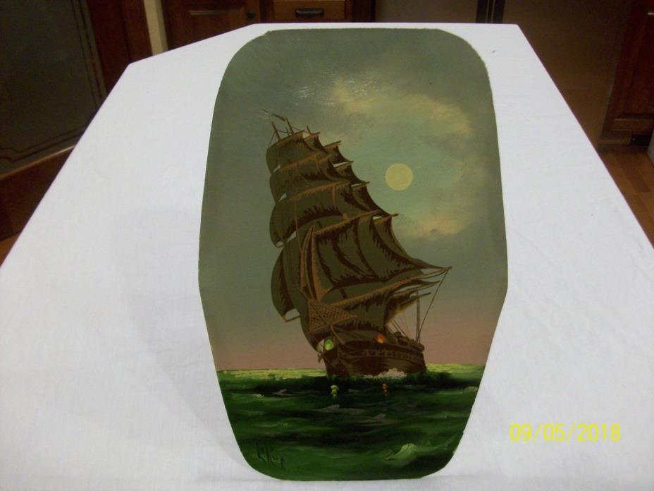 Vintage Oil Painting Nautical Ship Maritime Art, L Rup