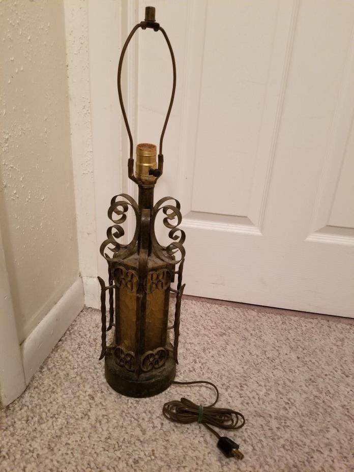 Iron 1930s Lantern Table Lamp Vintage Rare