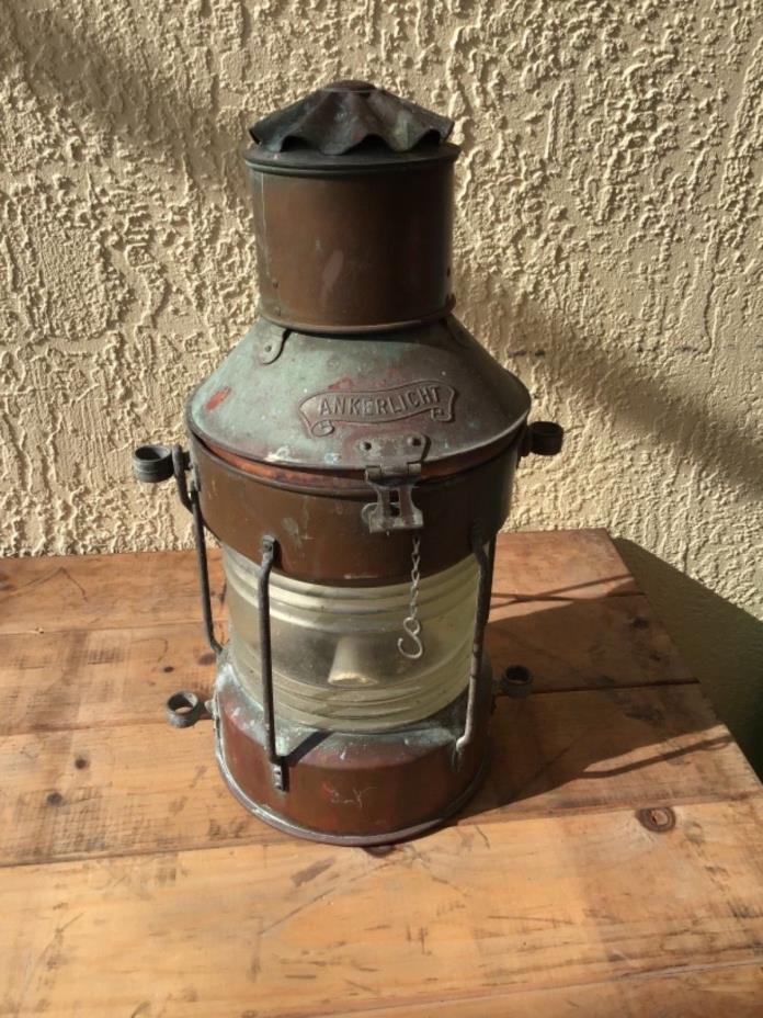 Copper Vintage ship nautical anchor lantern ANKERLICHT