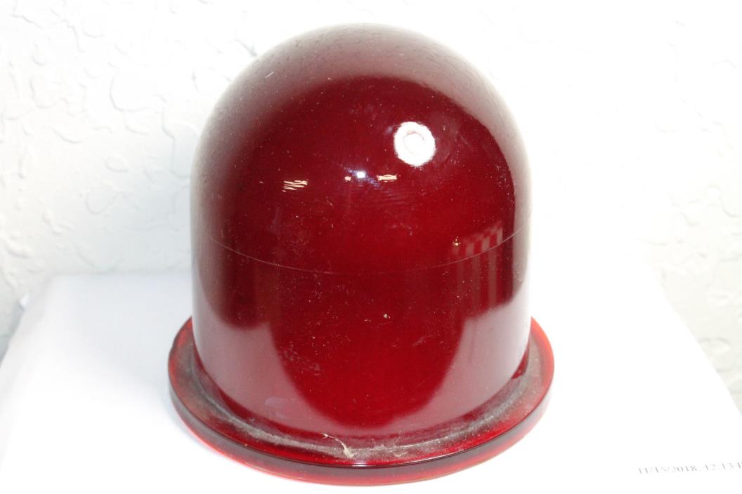 Vintage Red Glass Globe Nautical Ship Police Fire Industrial #2