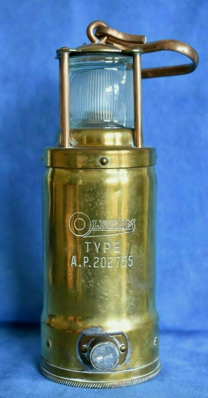 Antique OLDHAM Type A.P. 202755 Brass & Copper Maritime Lamp Miners Ship Lantern