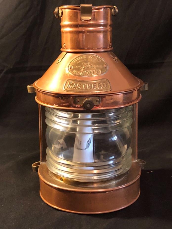 Vintage Tung Woo Masthead Copper & Brass NO W7071 Electrified Ship Latern
