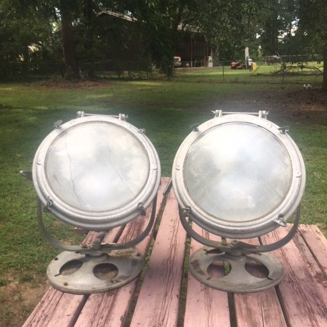 2 Antique Vintage Navy Maritime Industrial Crouse Hinds Spotlight Search Lights