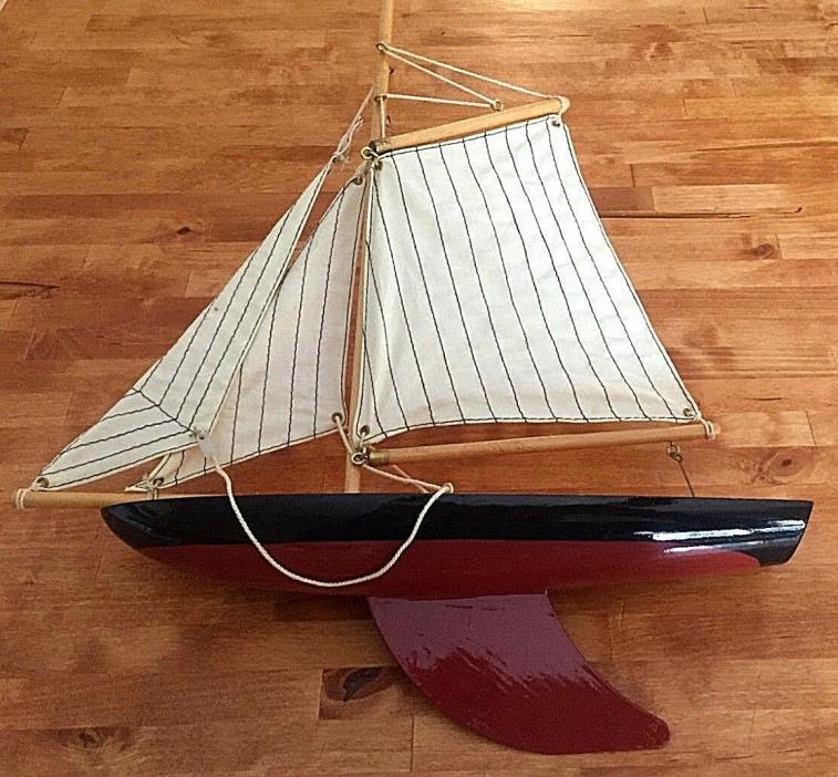 Toy Model Yacht Sailboat Wooden with Large Keel - 12