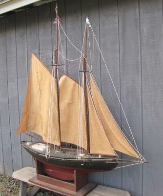 a LARGE Antique POND YACHT Handcrafted Schooner 'ELEANORA'