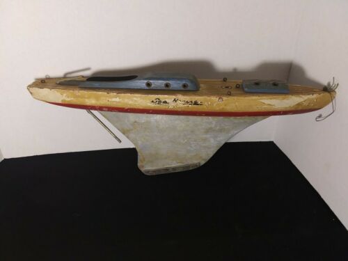 Antique Vintage Wood/Metal Pond Sail Boat Model 18