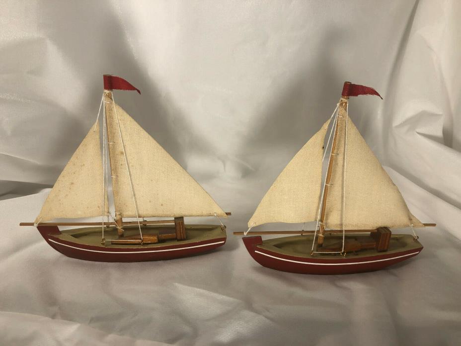 Vintage Model Sailboat Set Of Two