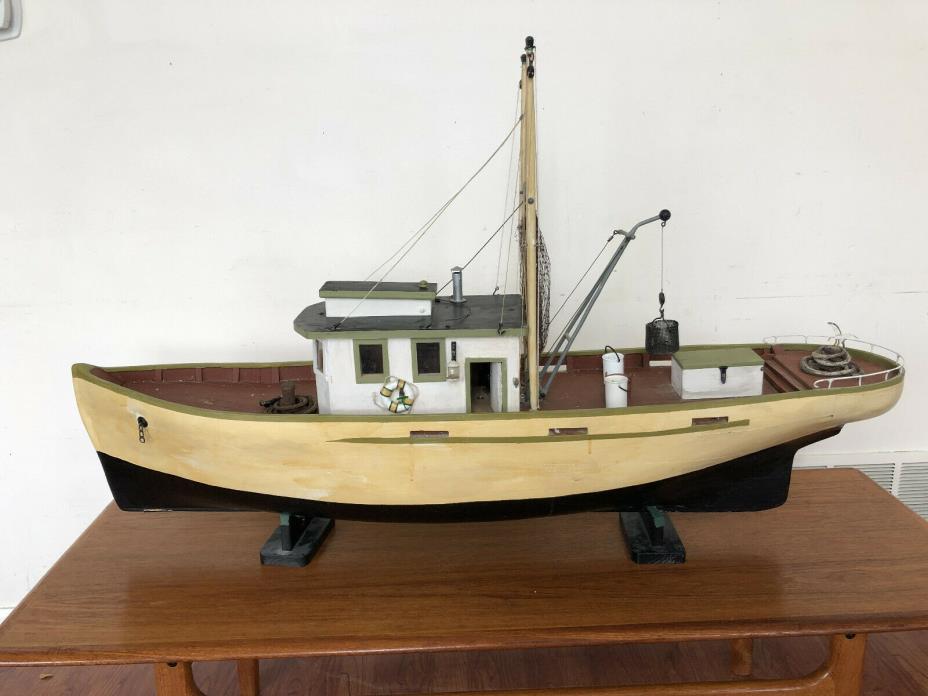 RARE Model Ship Wood Fishing Boat BIG 52