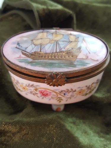 Early Limoges Sailing/Nautical Ship Signed