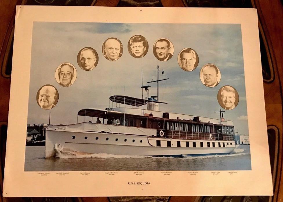 USS Sequoia PRINT Presidential Yacht Ship Picture President Faces 28 X 21
