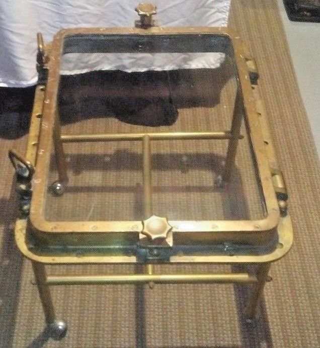 Vintage Solid Brass Ship Port Hole/ Hatch Coffee Table!!!!