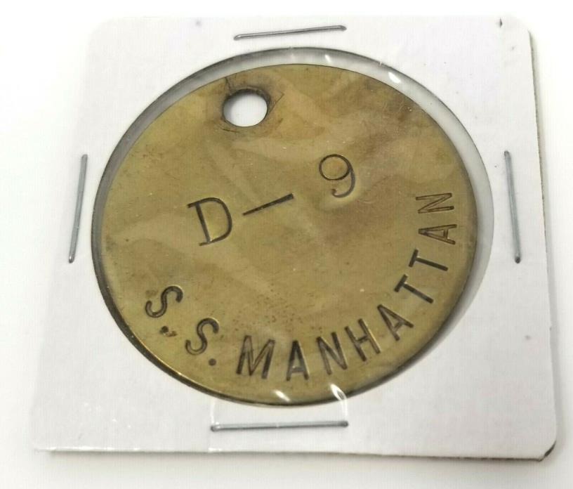 Rare Brass Key Tag for a Room on the ocean going Steam Ship S.S. Manhattan
