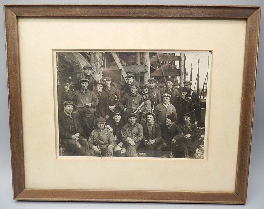Historical 19th C Original Actual Photograph Ship's Caulking Gang Holding Mallet