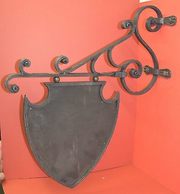 Crest Sign & Nautilus Scroll Bracket, Wrought Iron handmade by USA Blacksmiths