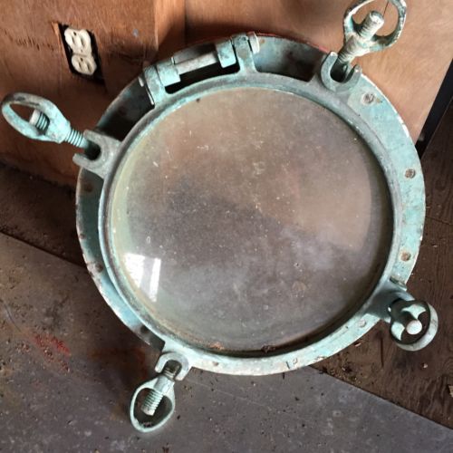 Vintage Bronze WWII Era Ship's Nautical Porthole, Bronze & Glass 19