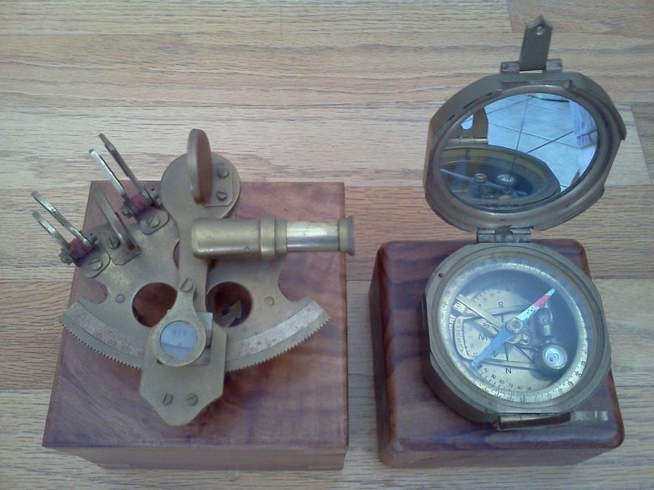 Stanley London - Lifeboat Sextant and Miner's Compass - 2 Brass Instruments