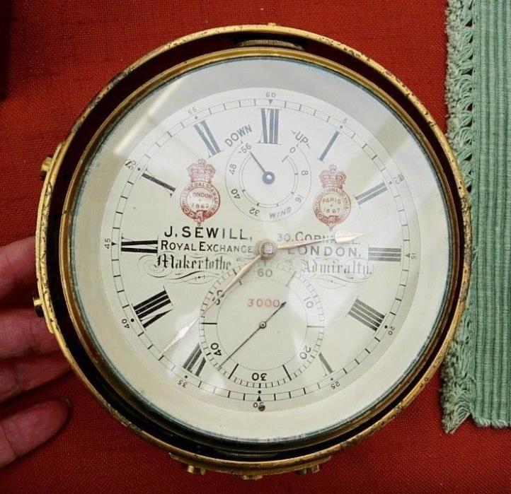 J SEWILL CHRONOMETER in ORIG WOOD BOX 1867 INTERNT EXHIBIT