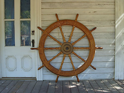 LARGE Antique 19th 20th Century Sailing Ship Wheel Riverboat Schooner 60 Inch
