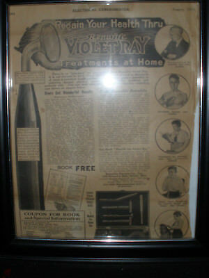 VINTAGE BARBER SHOP WALL ART- -FRAMED AD FOR VIOLETRAY TREATMENT 1912 - NO.91