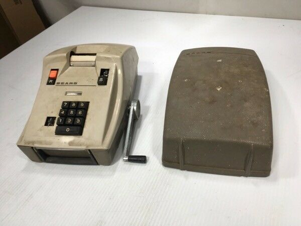 vintage sears sales calculator adding machine antique receipt mechanical print