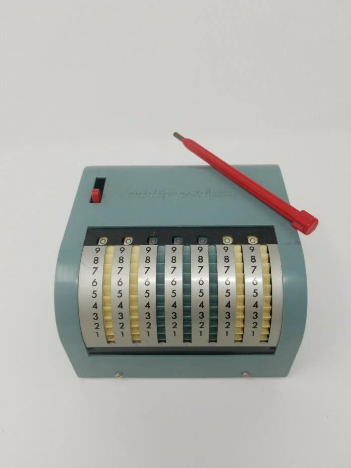 VINTAGE ADDIPRESTO ADDING MACHINE, GREEN PLASTIC CASE, 1960s Excellent Condition