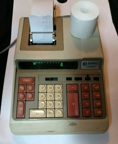 BMC 1010PD Electric Adding Machine Calculator Orange Buttons Electronic Vintage