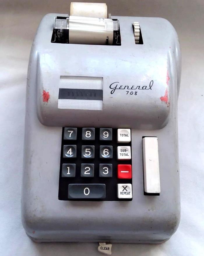 Vintage GENERAL GILBERT CORP. Model 708 Electric Adding Machine Made USA